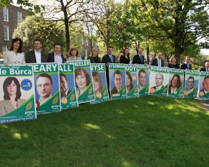 Green Party candidates stand with their election posters for the 2009 Local and European Elections