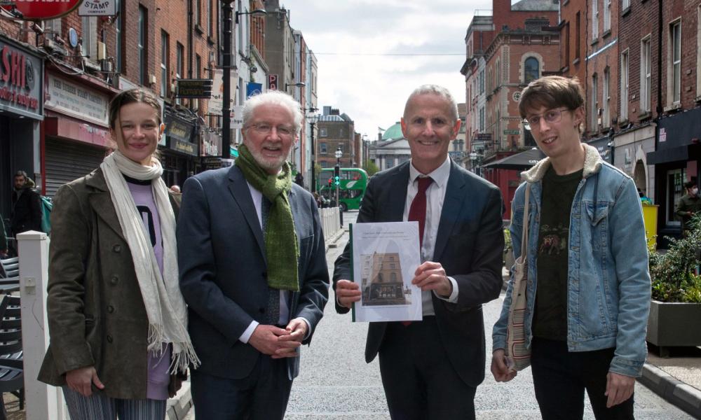 Nia Davies, Malcolm Noonan, Ciaran Cuffe and Alan Bulger launching the Vision for Capel Street