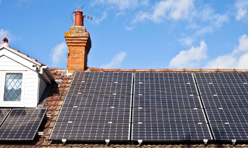 Solar panels on the roof of a house