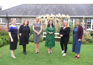 Green Party representatives Pauline O'Reilly, Neasa Hourigan, Pippa Hackett, Catherine Martin, Róisín Garvey and Grace O'Sullivan.