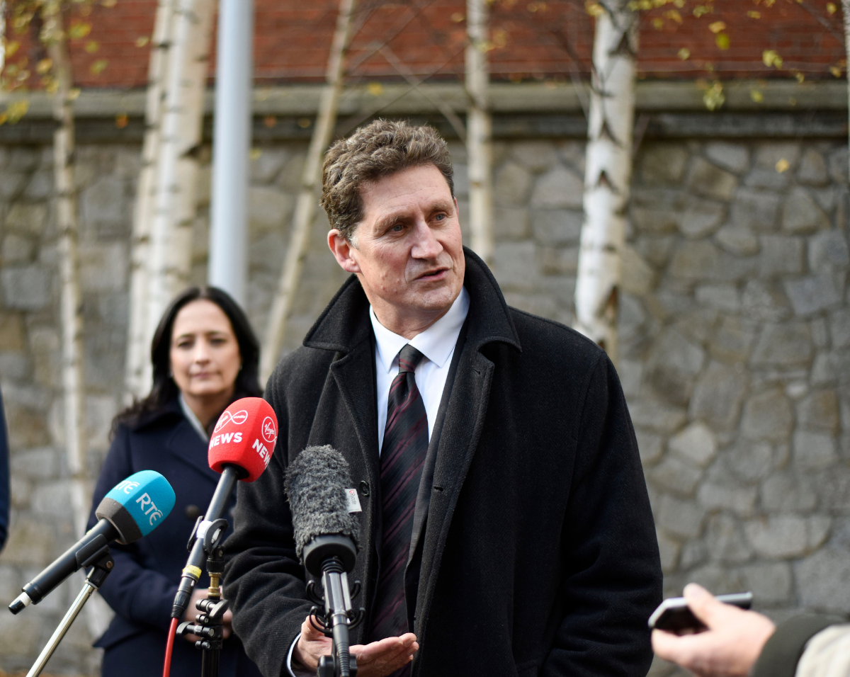 Eamon Ryan speaks to reporters