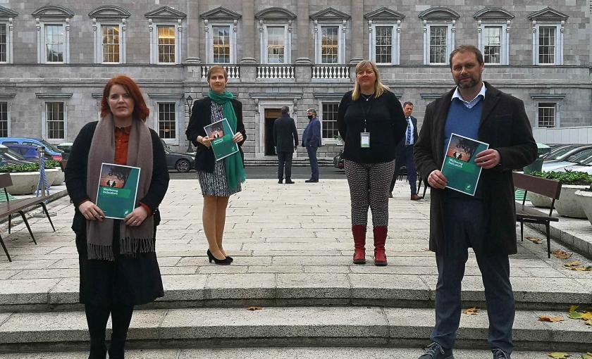 Neasa Hourigan TD, Senators Pauline OReilly and Roisin Garvey, and Marc Ó Cathasaigh TD launch the Green Party's position paper on a well being economy.jpg 
