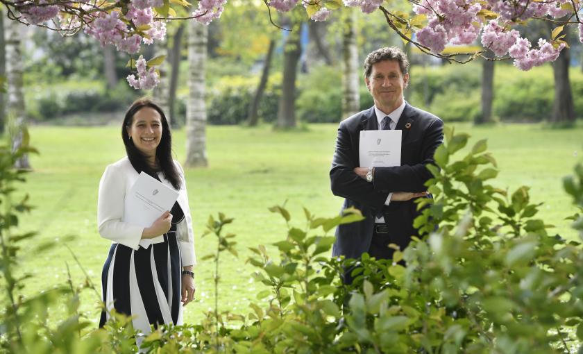 Minister Catherine Martin and Minister Eamon Ryan with the Climate Action Bill 2021