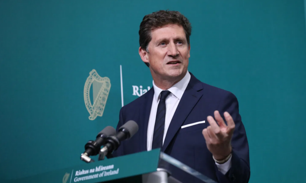 Minister Eamon Ryan delivers a speech