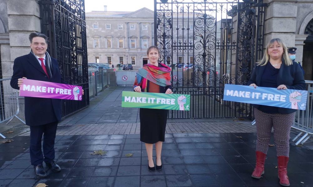 Green Party Senators Pauline O'Reilly, Vincent P Martin and Róisín Garvey bring a motion for free contraceptive to the Seanad in December 2020