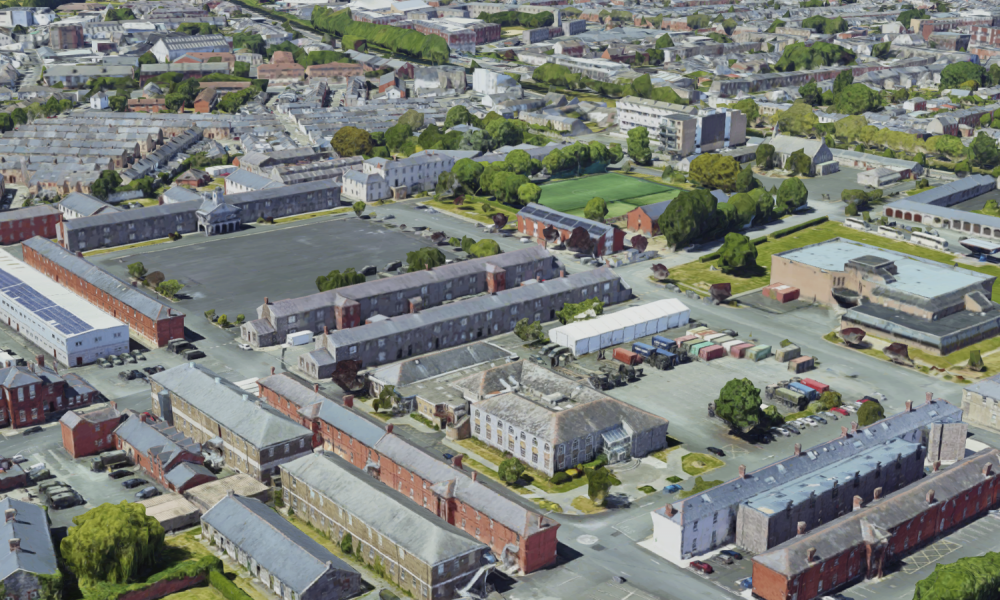 Aerial view of Cathal Brugha Barracks in Rathmines, Dublin 6