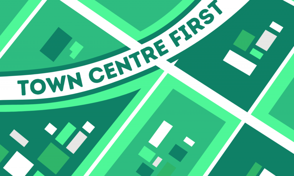 A graphic for the Town Centre First policy.