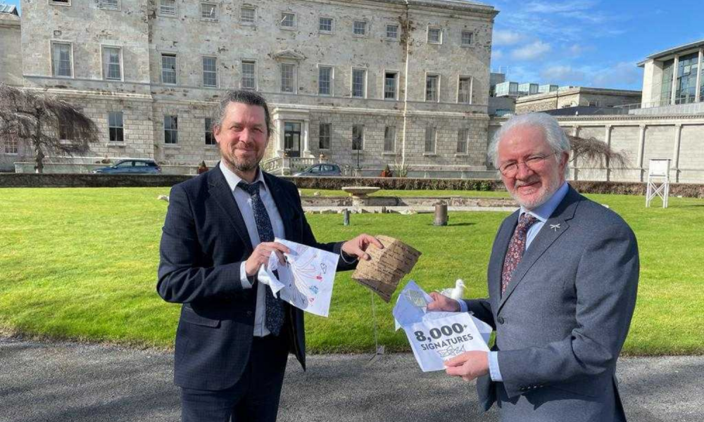 Ministers Malcolm Noonan and Steven Matthews announce the basking shark is to be protected under the Wildlife Act with the status of a ‘protected wild animal’.