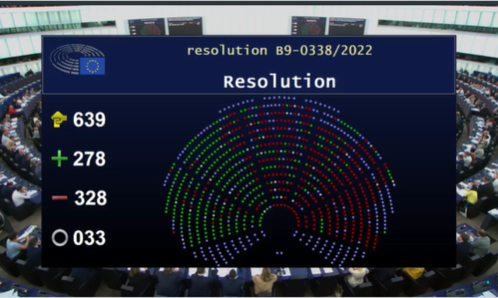 Voting result screen in the European Parliament 