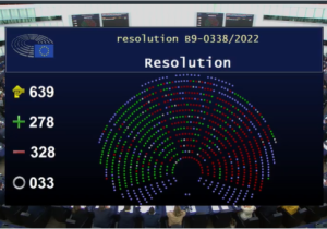 Voting result screen in the European Parliament 