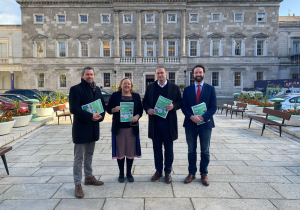 Steven Matthews, Roisin Garvey, Marc O'Cathasaigh, and Brian Leddin at the launch of the Future Generations Commission PMB launch 