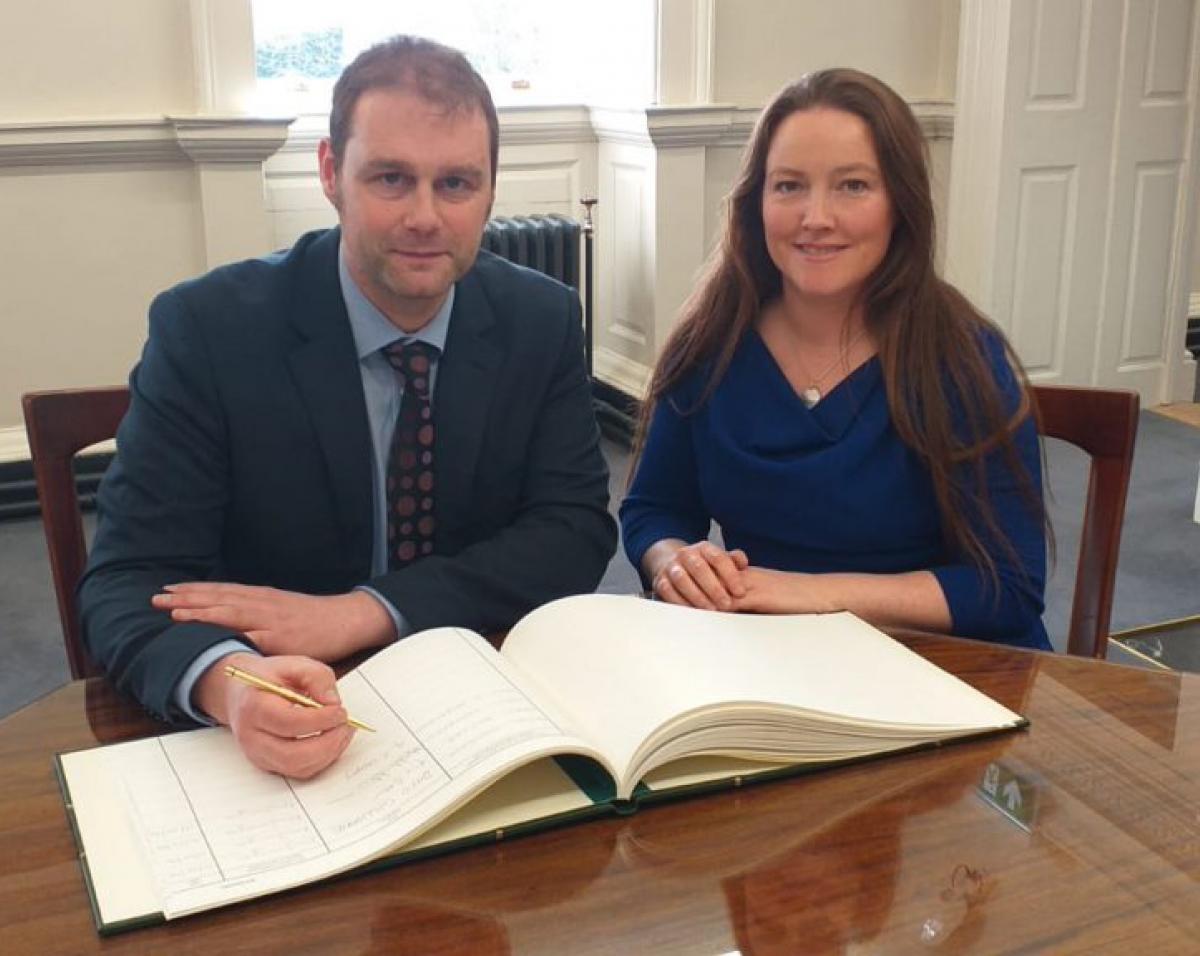 Marc Ó Cathasaigh, Spokesperson for Social Protection with his wife Róisín