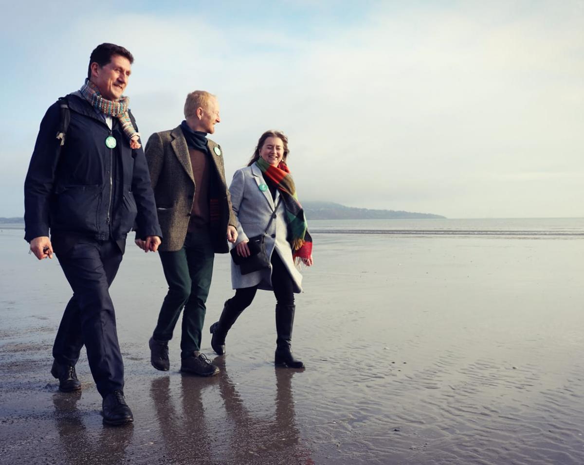 Minister Eamon Ryan, Cllr David Healy and Cllr Caroline Conroy from the Green Party